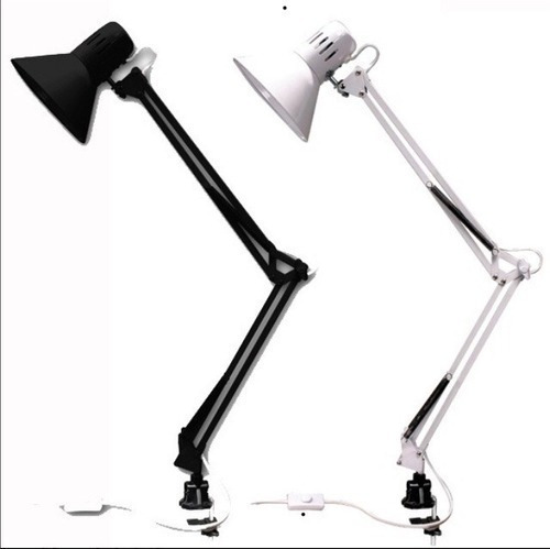 Lámpara Escritorio Tablero Blanca - Dibujo Técnico - Manicura - Apto Led E27 Con morsa