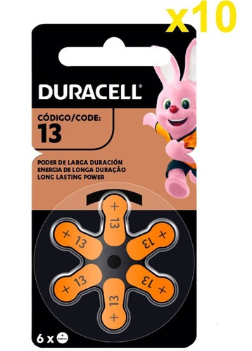 Pack 60 Pi.las Duracell Auditivas Zinc-air # 13 