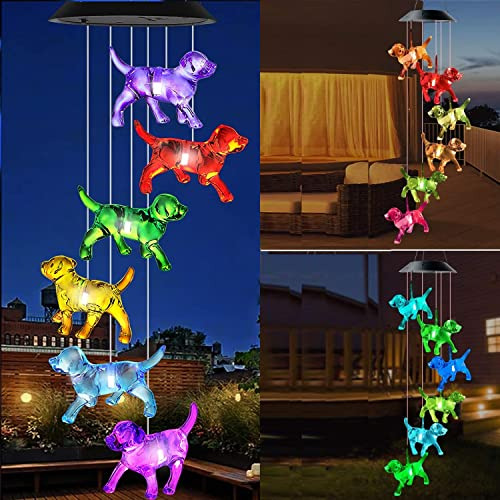 Móvil Colgante Led Solar Cristal Forma De Perro, Cambi...