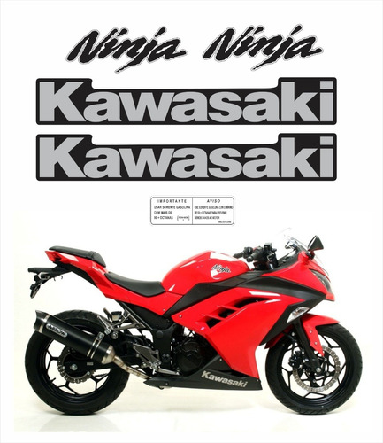 Kit Adesivo Tanque Compatível Kawasaki Ninja 300 Vermelha 14 Cor MOTO NINJA 300 VERMELHA