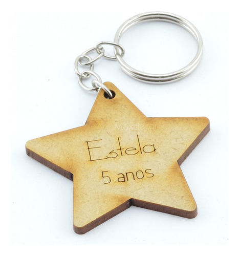 40 Chaveiros Personalizados Mdf Infantil Estrela