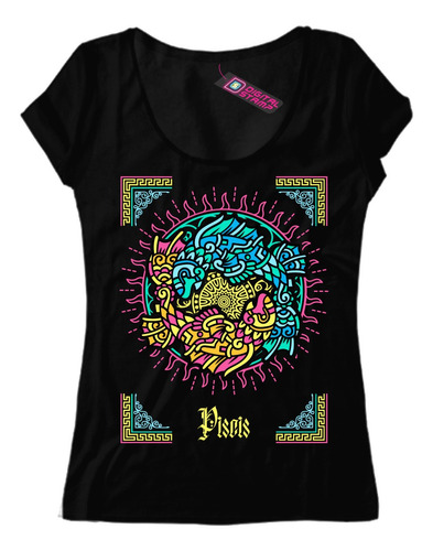 Remera Mujer Piscis Signos Zodiaco Maya T114 Dtg Premium