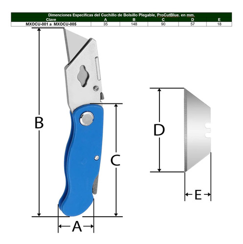 Cuchillo Con Mango De Bolsillo, Mxocu-005, 5 Piezas, Cuchill
