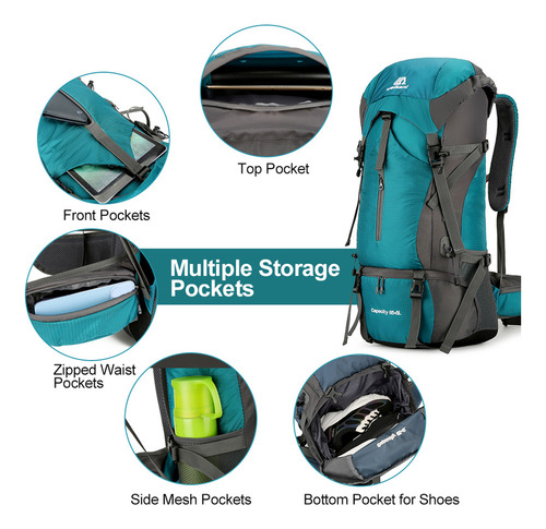 Mochila De Viaje Con Dos Bolsas De Hombro De 70 Litros Con F