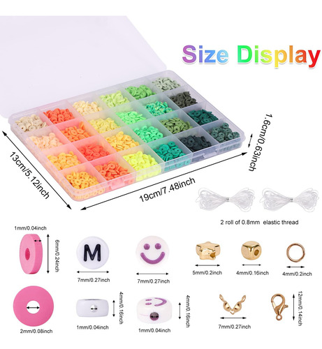 Miçangas De Argila Quefe 9600 Para Fazer Pulseiras, 96 De La