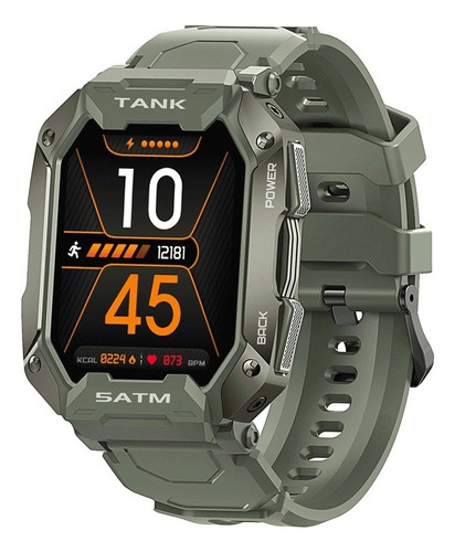 Smartwatch Kospet Rugged Tank M1 Tactical 1.72" caja 43mm de  metal y plástico  verde, malla  forest green de  silicona