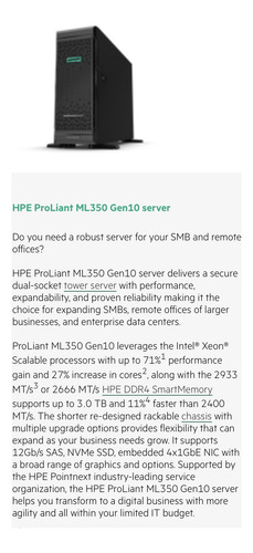 Servidor Hpl Proliant Ml110 Xeon-b 6-core 32 Gb Ddr4 Hdd 4tb (Usado)
