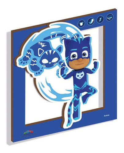 Quadro Decorativo Em Mdf - Menino Gato Pj Masks - 1 Unidade