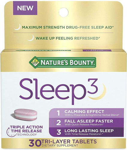 Melatonina Sleep 3 Tri Capa Acción Prolongada | 30 Tabletas