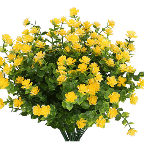 24 Ramos Flores Artificiales Resistente Al Sol Amarrillo Verde