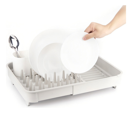 Escurridor De Platos Begônia De Plástico Moderno Gris