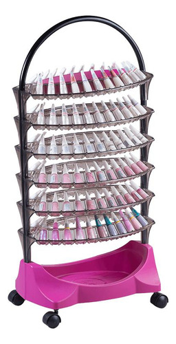 Carrinho Manicure Esmaltes Smaltbell 6 Bandejas Rosa Dompel