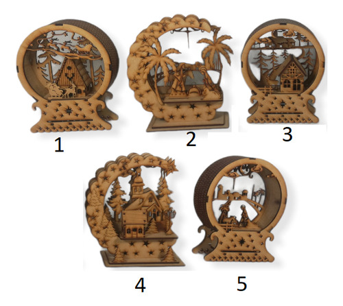 Esferas Adorno Navideño Decoración Navidad 3d Mdf