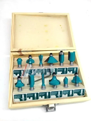 Imagen 2 de 3 de Kit Set Juego De Fresas 12 Piezas 6mm Tupi Router Total
