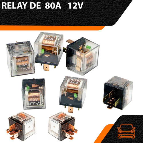 Rele 80a 12v 5 Patas Transparente Con Led