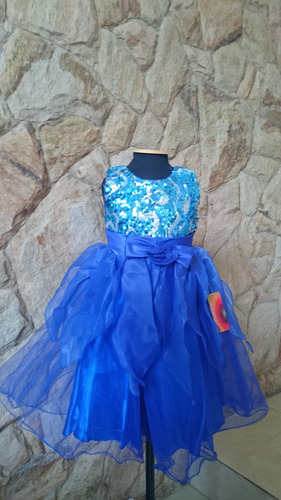 Imagem 6 de 6 de Vestido Infantil Festa Azul Royal Com Paetês