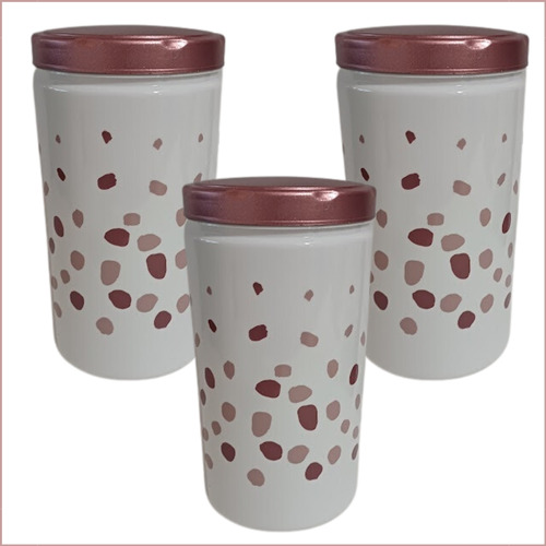 Conjunto Com 3 Potes Plástico Organizador 1,8lts Com Tampa Cor Rose