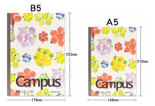 Caderno Kokuyo Campus Fruit Com Grade De Pontos De 8 Mm