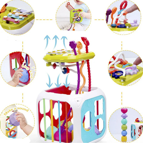 Brinquedo Cubo Multi Atividade 7 Em 1 Bebê Montessori Bb3013 Cor Multicolor