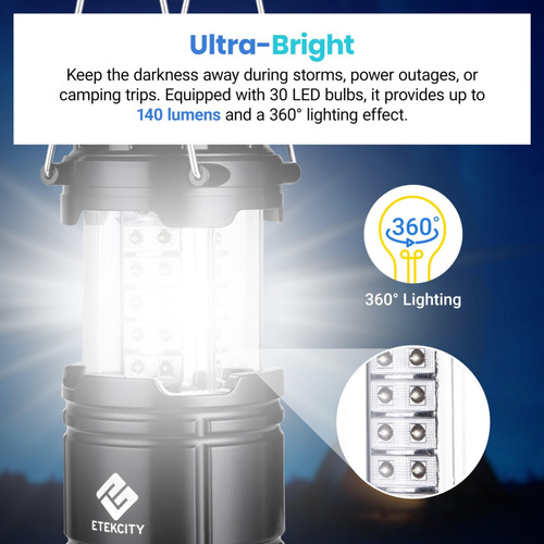 Linterna Led De Campamento, Paquete De 4 Unidades