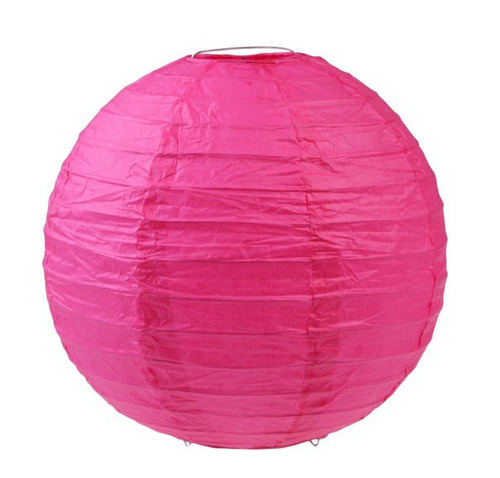 Lampara Papel Arroz Fucsia De 25 Cm. Diam. - Feng Shui