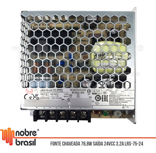 Fuente Chaveada 24 V CC 76,8 W 3,2 A Original Mean Well