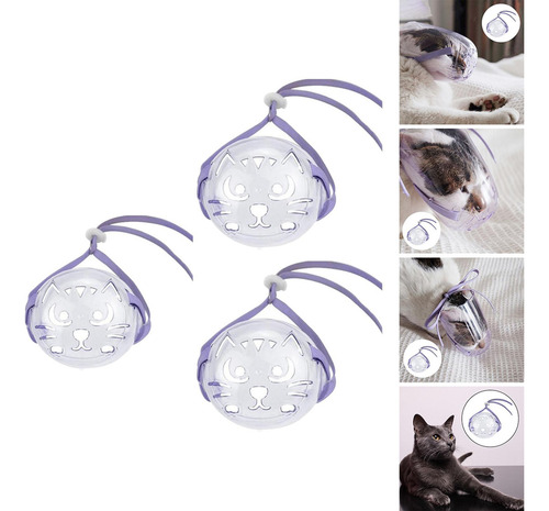 3x Juego De Bozales Para Gatos Anti Scratch Grooming De
