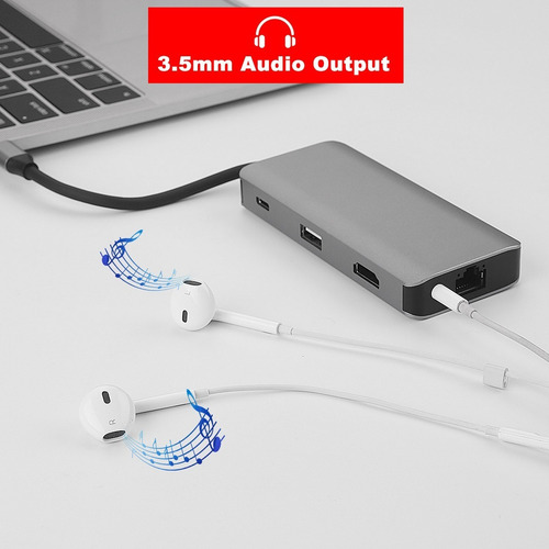 Hub Usb C Multiplicador 9 En 1 Compatible Con Macbook 3.0 4k