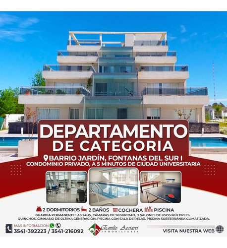 Vendo Departamento De 2 Habitaciones Con Cochera Y Exclusivos Amenities En Fontanas Del Sur 1