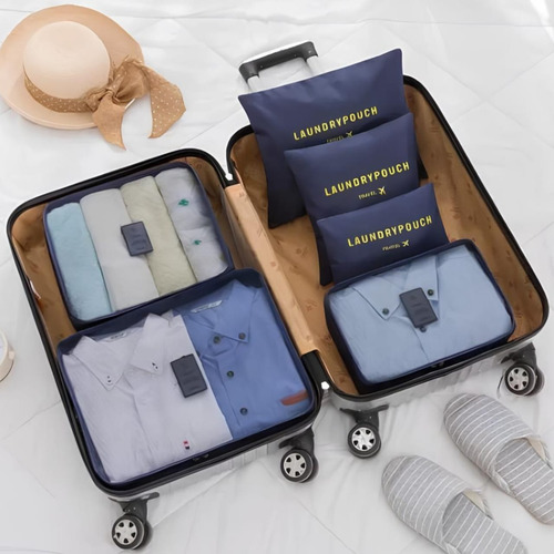 Set X6 Organizadores De Valija Viaje Neceser Negro