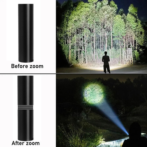 Mini Linterna Usb Impermeable Con Zoom Telescópico Portátil