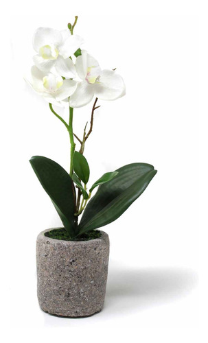 Orquidea Artificial Blanca Con Maceta 30cm