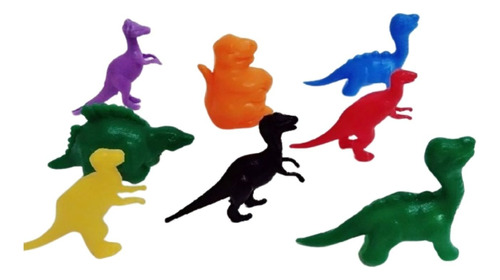 Kit 50 Dinossauro Colorido Plástico Mini Brinquedo Festa
