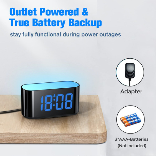 Reloj Despertador Digital Con Pantalla Grande Y Luz Nocturn