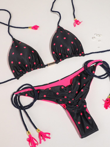 Conjunto De Bikini Brillante, Traje De Baño, Traje De Baño P