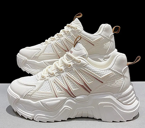 Zapatillas Casuales Con Plataforma Elástica Para Mujer