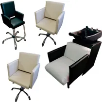 Comprar Combo Peluqueria Lavacabeza+2 Sillon+silla Niño Base Cromada Color