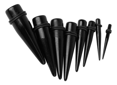 8 X Acrílico Negro Expansor De Cono Oído Estiramiento Ench