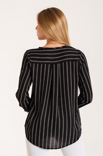Blusa Crep Rayado Cuello Redondo