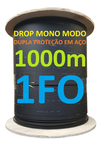 Cabo Fibra Óptica Drop 1fo 1000m Mensageiro Sm Monomodo Clix