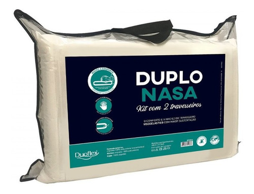 Travesseiro Nasa Poliuretano 45x65 Cm Duoflex Duplo Nasa 2pç