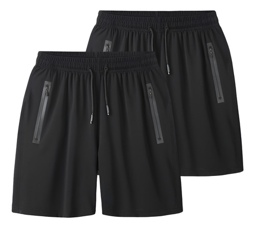 2pcs Short Bermuda Casual Deportivo Playa Bolsas Con Cierre