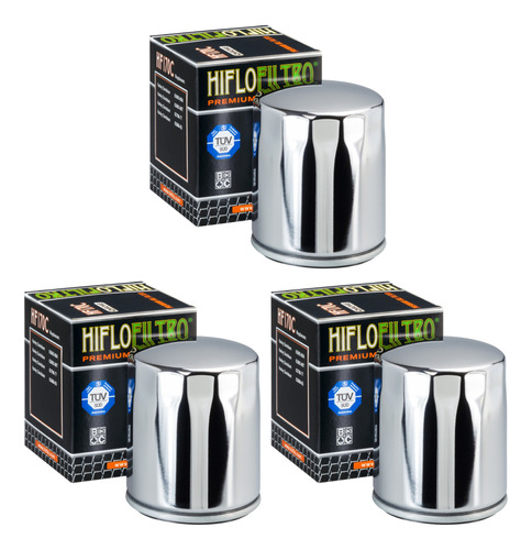 Filtro Aceite Cromado Harley Davidson Sportster Hf170c 3 Pzs