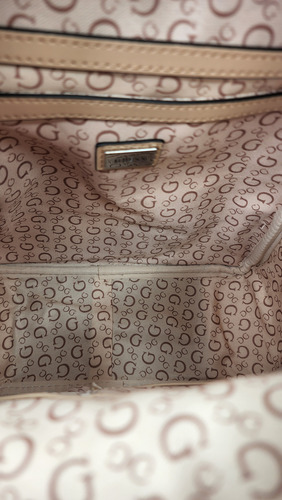 Backpack Guess Dd672430 Nueva 100 % Original Con Etiqueta Blanco Estampado Níquel Beige