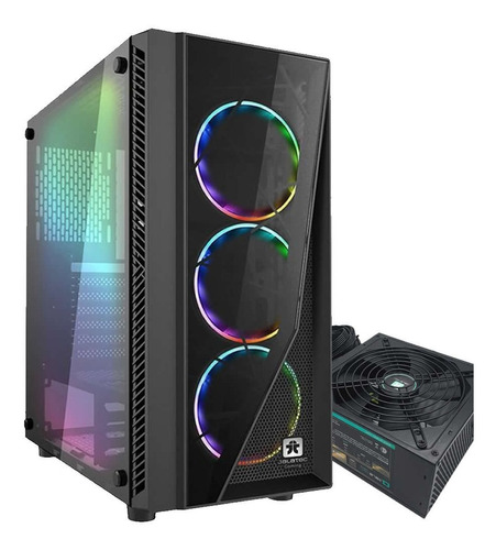 Gabinete Gamer Jalatec Jt-x91 + Fuente 80plus Led + 6 Cooler