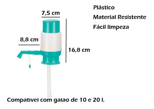 Bomba Manual Para Galão De Água De 10 Ou 20 Litros