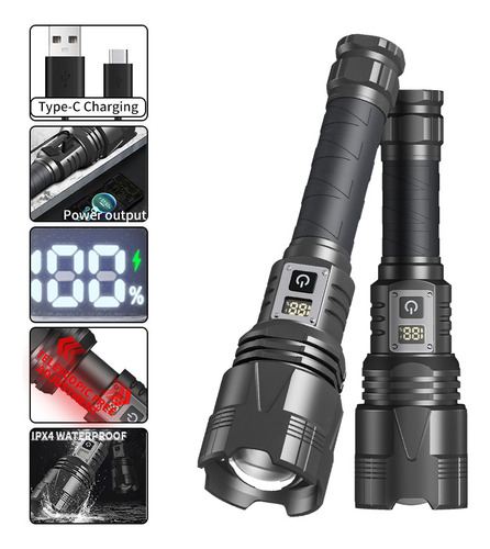 Linterna Láser Led Superpotente Con Zoom De 20000 Lúmenes Y