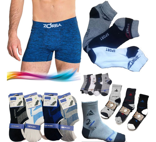 Combo De 6 Boxer Zorba + 18 Pares De Medias Varios Modelos