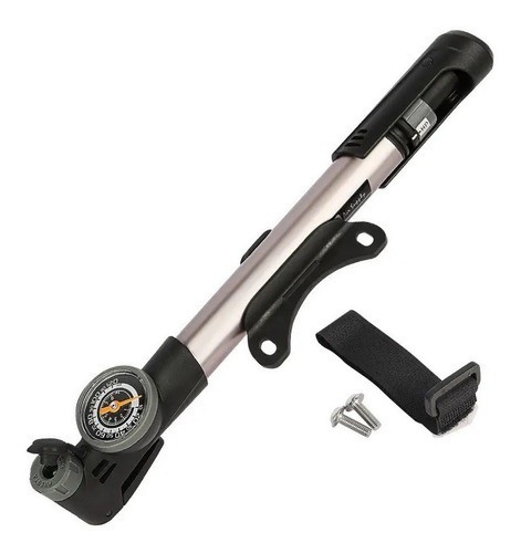 Bomba manométrica de aluminio Giyo Gp-993 para bicicleta de 120 psi con soporte de color titanio