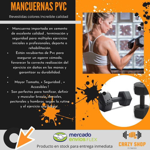 Imagen 2 de 8 de Mancuerna 2kg Revestida Pvc Rutinas Gimnasia Fitness Crazy S